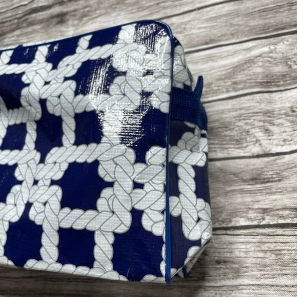 Bella Toiletry Bag Navy White Rope Knot Print Travel Cosmetic Case NWT - Picture 5 of 12